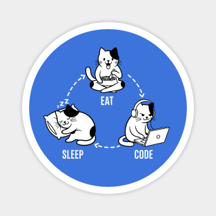 Sleep Eat Code: Funny Programmer Cat Cycle Magnet